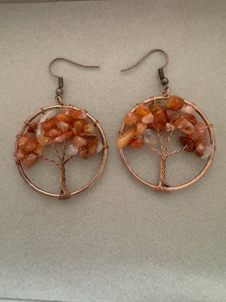 Brincos Árvore Ágata Vermelha