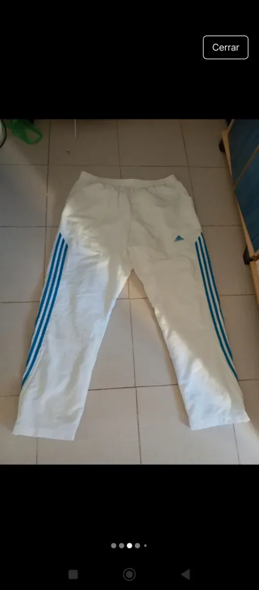 Pantalón Chándal Adidas Hombre Blanco y Turquesa