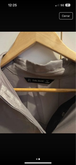 Blusa Zara Seda Gris Talla Única