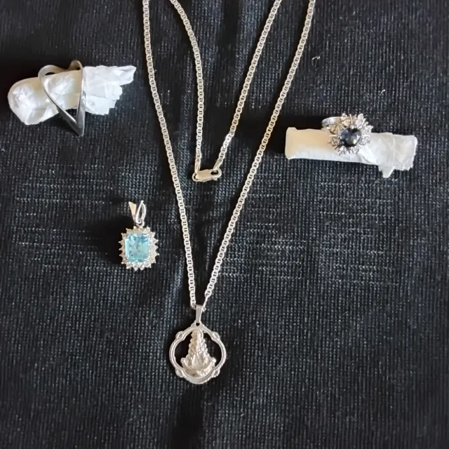 Conjunto Joyería Plata: Collar, Anillo y Colgante
