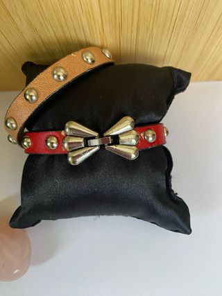 Lote 2 Pulseras Cuero Tachuelas