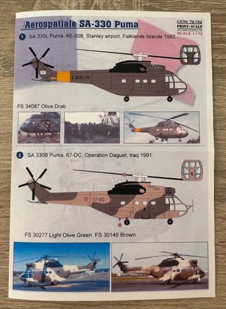 Adesivi per elicotteri Aerospatiale SA-330 Puma