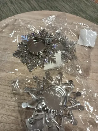 Conjunto 3 Suportes Vela Natal Floco Neve