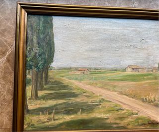 Pintura antigua paisaje rural