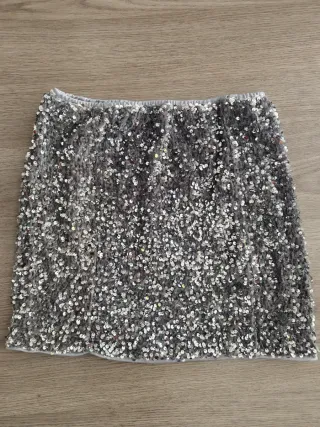 Minifalda lentejuelas plateada