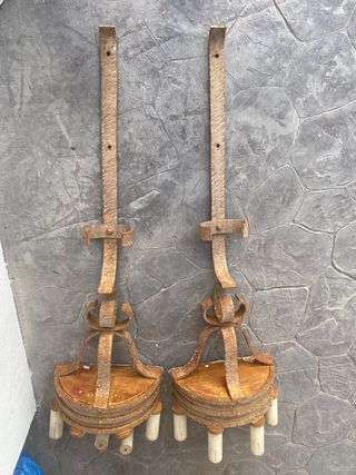 Lote 1 Lámpara y 2 Apliques Rústicos