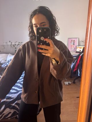 Chaqueta paño marrón dos botones