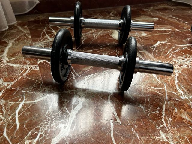 Mancuernas Cromadas con Discos Negros