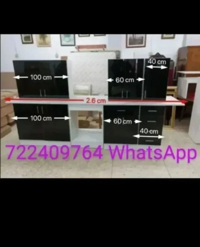 Cocina moderna 2.6m - blanco y negro