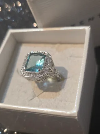 Anillo Ajustable Lujo Azul Plata