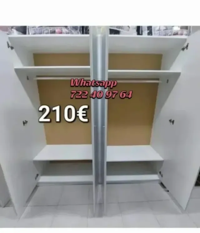 Armario Blanco 3 Puertas 2 Cajones