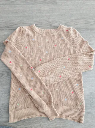 Jersey de algodón con corazones bordados