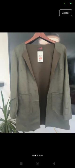 Chaqueta efecto piel sintética verde talla única