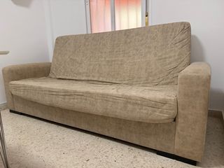 Sofá cama beige 3 plazas tela