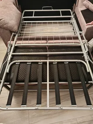 Sofá Cama Beige/Marrón Tela