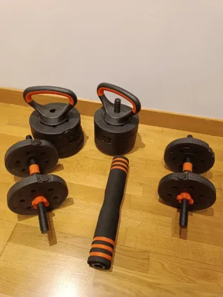 Juego Mancuernas y Barras Ajustables