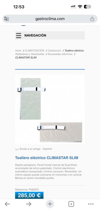 Radiador Toallero eléctrico ,Bajo Consumo.