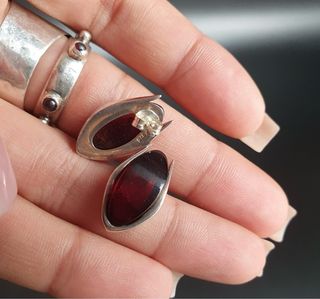 Pendientes plata y granate antiguos escandinavos