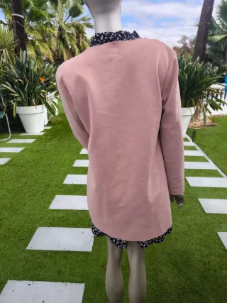 Chaqueta fina ante sintético beige/rosa