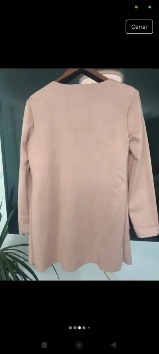 Chaqueta fina ante sintético beige/rosa