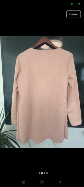 Chaqueta fina ante sintético beige/rosa