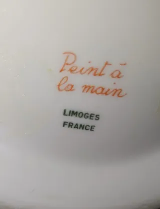 Limoges brocca e catino decorati rose e filo d'oro