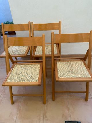4 Sillas plegables haya ratán