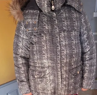 Chaqueta acolchada cuadros blanco y negro