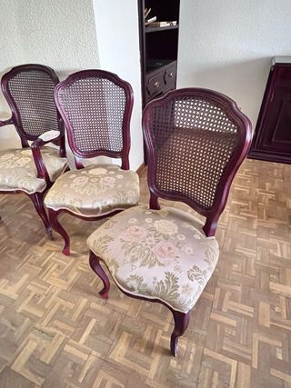 Set di 6 sedie in legno e rattan