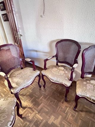 Set di 6 sedie in legno e rattan