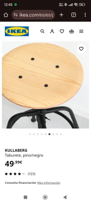 2 Taburetes KULLABERG IKEA Madera y Metal