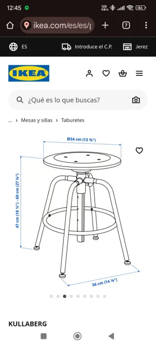 2 Taburetes KULLABERG IKEA Madera y Metal