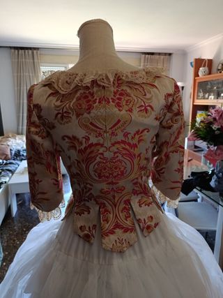 Corpiño Fallera Brocado Oro y Rosa