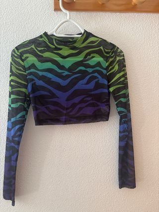 Top Crop Transparente Rayas Cebra