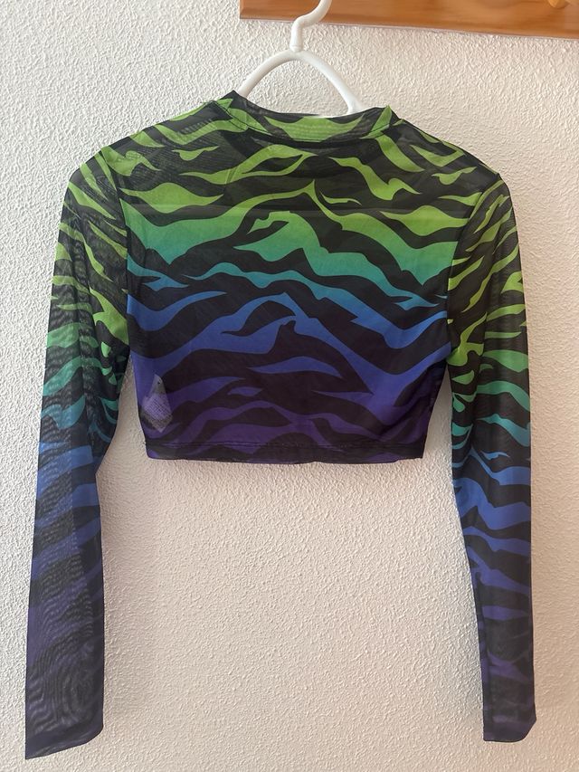 Top Crop Transparente Rayas Cebra