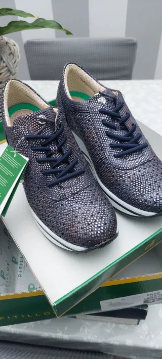 Zapatos Pitillos Talla 37 Azul/Plata