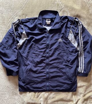 Chaqueta Adidas Vintage Talla XL Azul y Gris