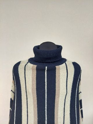 Maglione poncho vintage taglia L o XL nero e beige