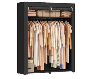 Armario de tela negro y beige