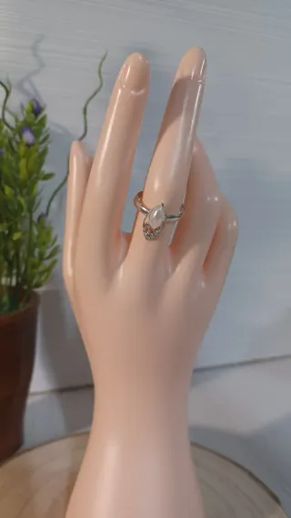 Anillo Acero Ajustable Perla y Circonitas