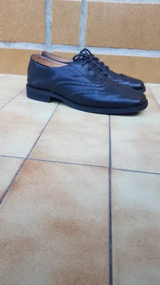 Zapatos Oxford Negros Mujer Talla 37.Piel.