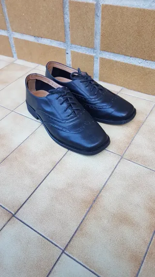 Zapatos Oxford Negros Mujer Talla 37.Piel.