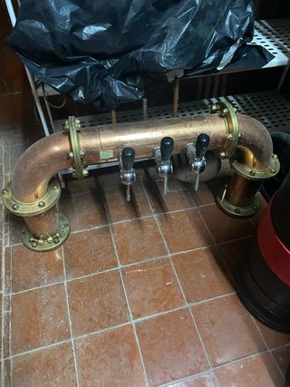 Puente tirador cerveza 3 grifos cobre