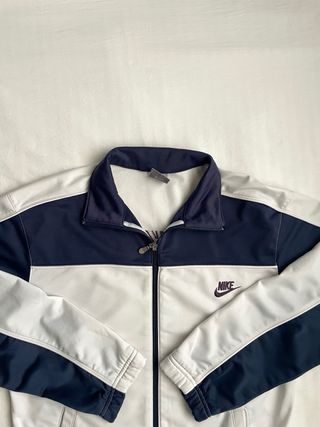 Chaqueta Nike Vintage Logo Grande Blanca y Azul S