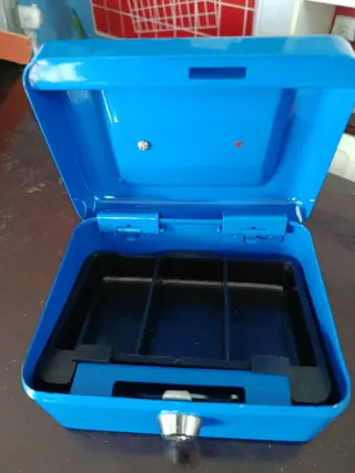 2 Cajas de seguridad metálica roja y azul