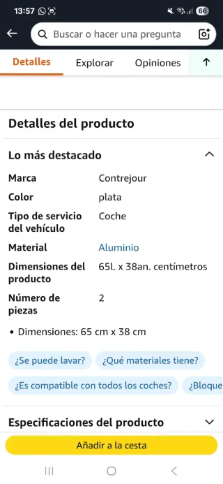 2 Parasoles Coche Contrejour Trapezoidales