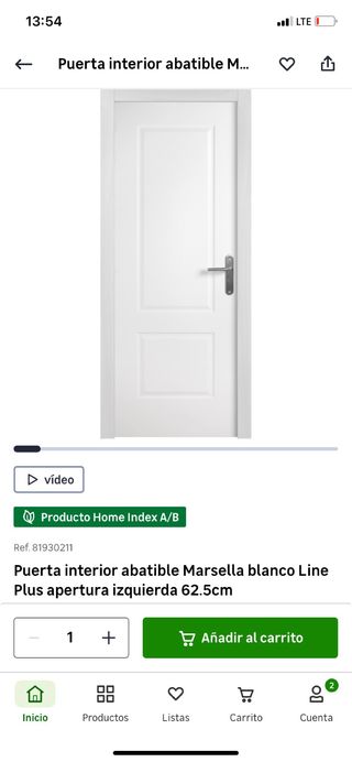 Puerta Marsella blanca 62.5cm izq.