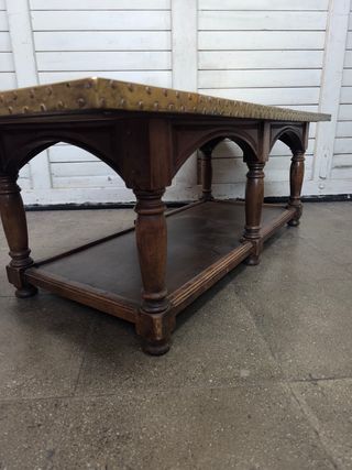 Mesa antigua latón y madera