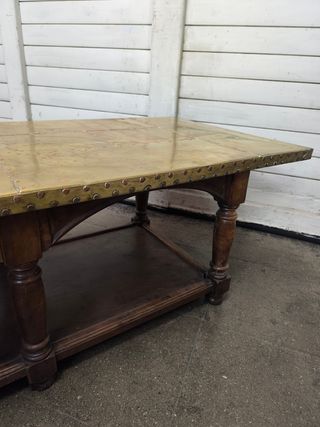 Mesa antigua latón y madera