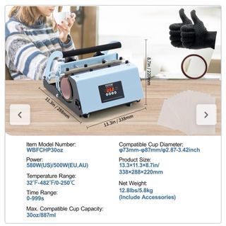 Prensa Térmica VEVOR para Tazas